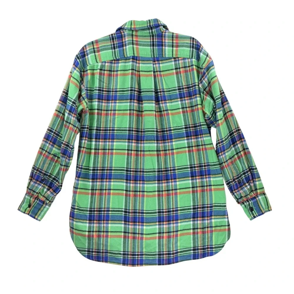 Polo Ralph Lauren Plaid Shirt Mens Medium Lime Green Excellent Cotton Flannel